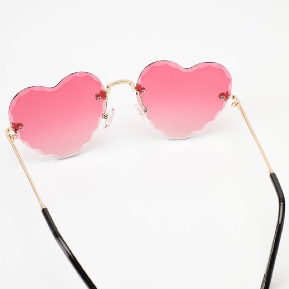 NEW Rimless Beveled Heart Shape Crystal Sunglasses - Picture 11 of 12